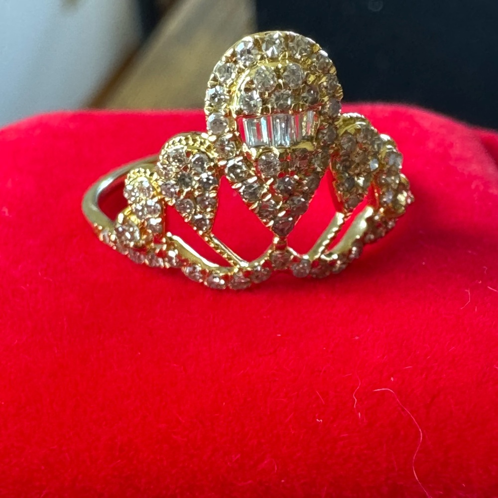 .50 Ct Natural Baguette Cut Diamond In 18k Yellow Gold Tiara Ring Sz 8
